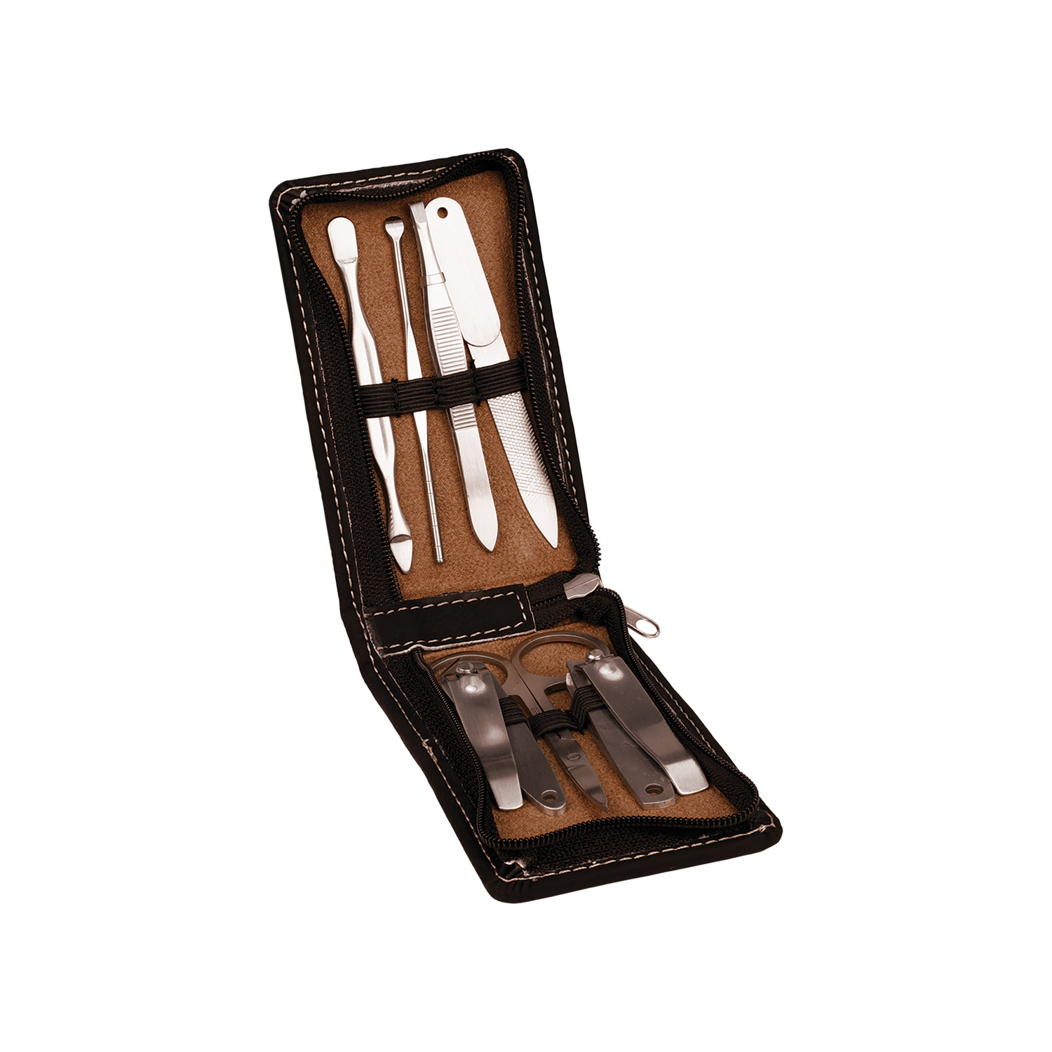 Black/Silver Leatherette Manicure Set 4