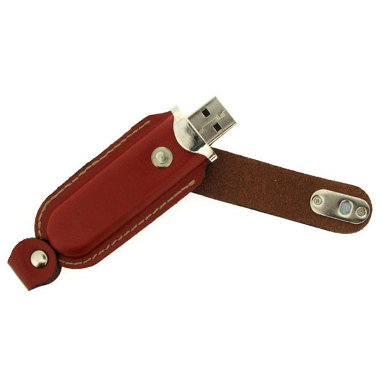 Leather USB Drive with Snap Fastener and Keyloop 5