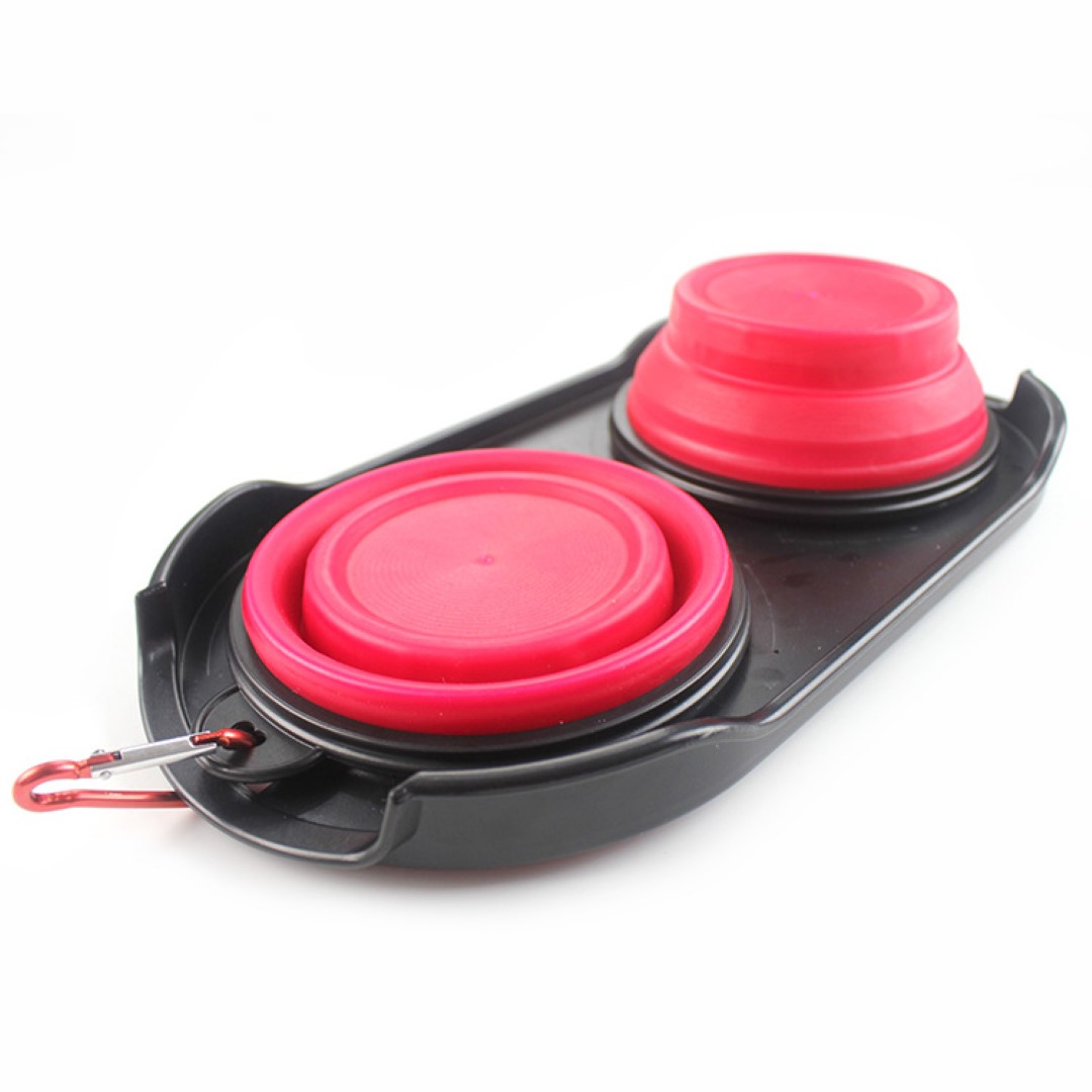 Pet Double Bowl Foldable Travel Feeder 2