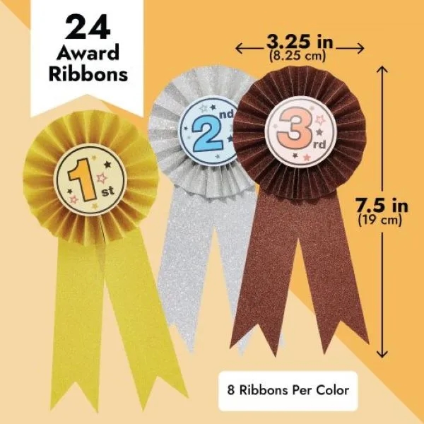 24-Pack 1st 2nd 3rd Place Award Rosette Ribbons 2
