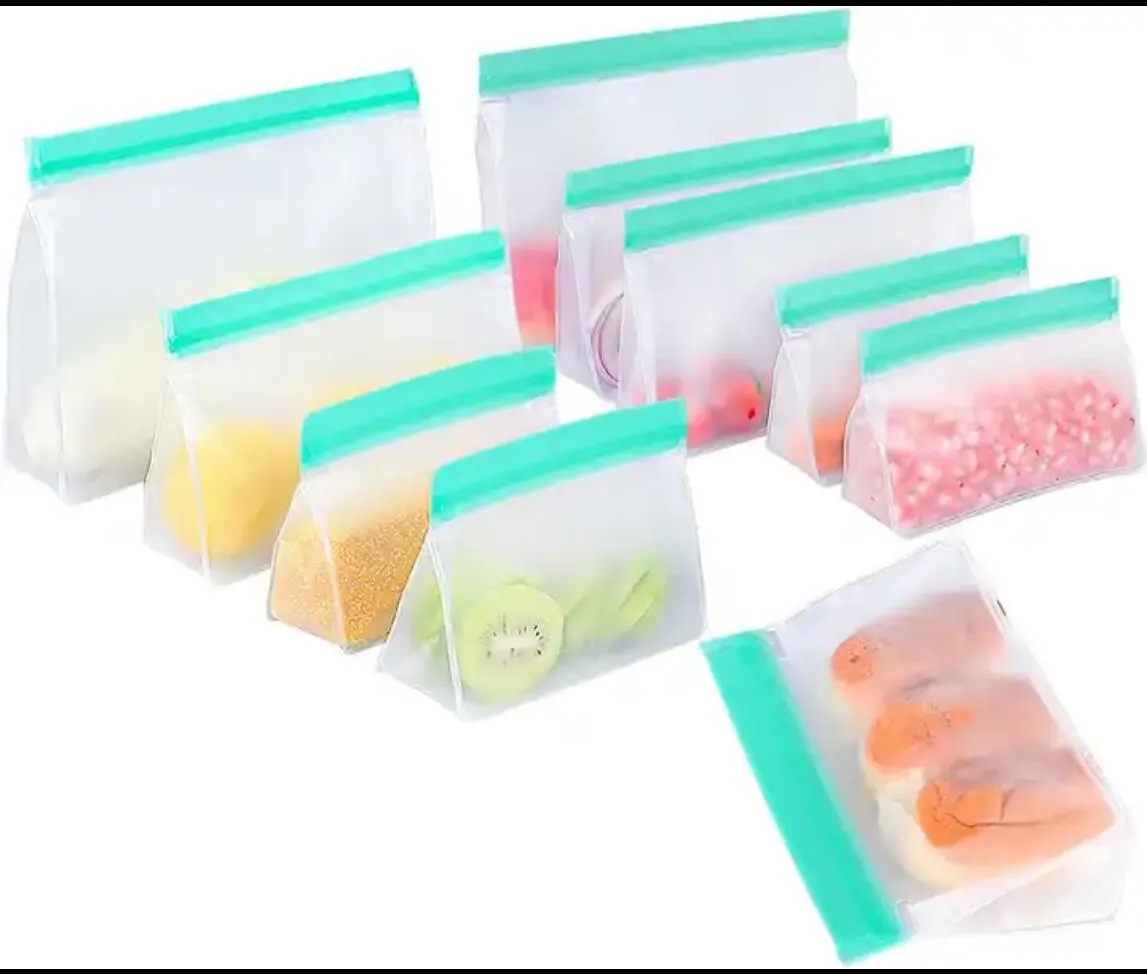 Reusable PEVA Sandwich Snacks Ziplock Storage Bags 2