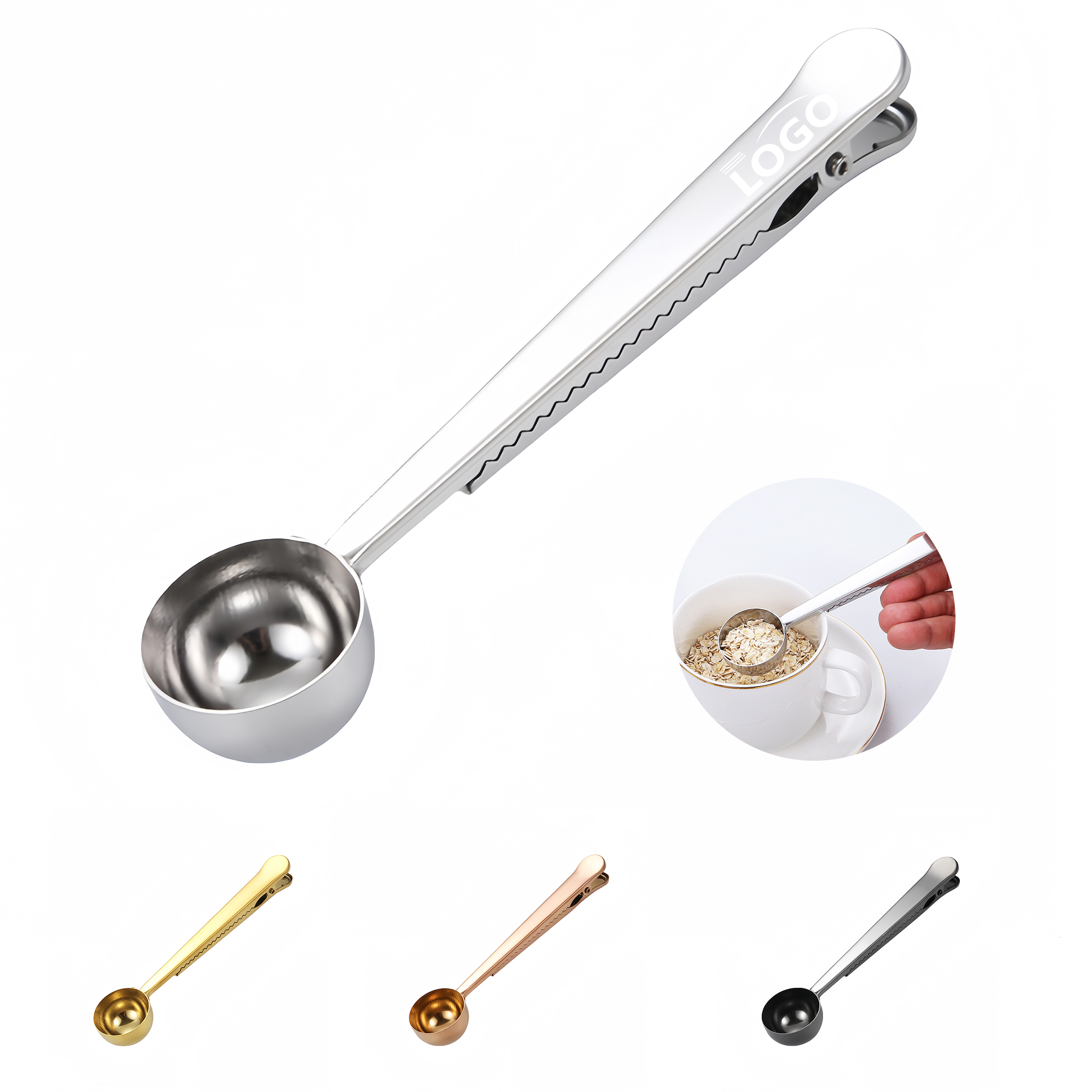 Stainless Steel Coffee Scoop with Bag Sealing Clip 2