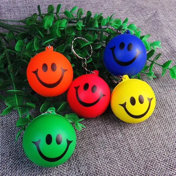 Smiley Face Stress Ball Keychain 1