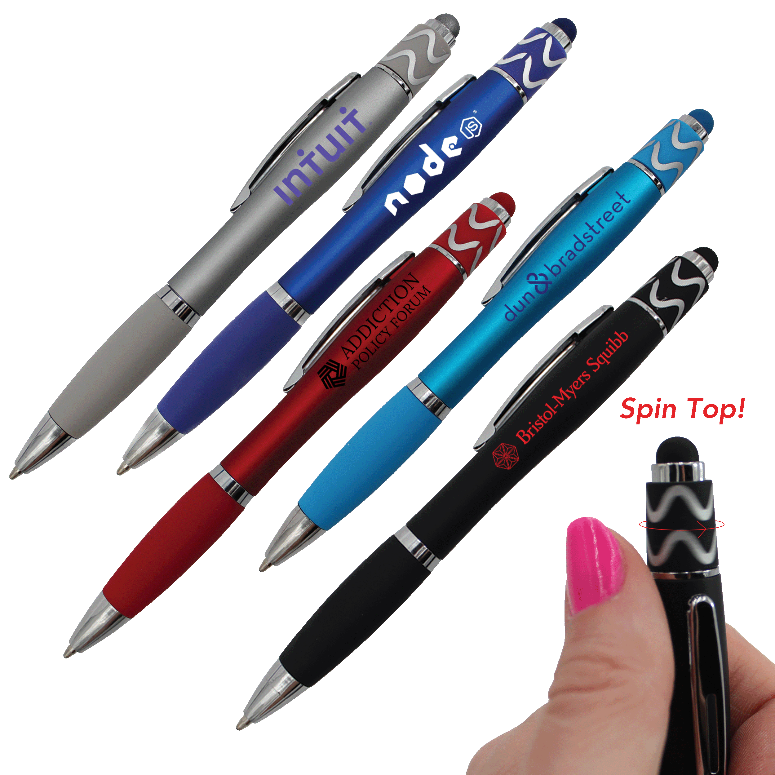 Halcyon® Silhouette Spin Top Pen with Stylus 9