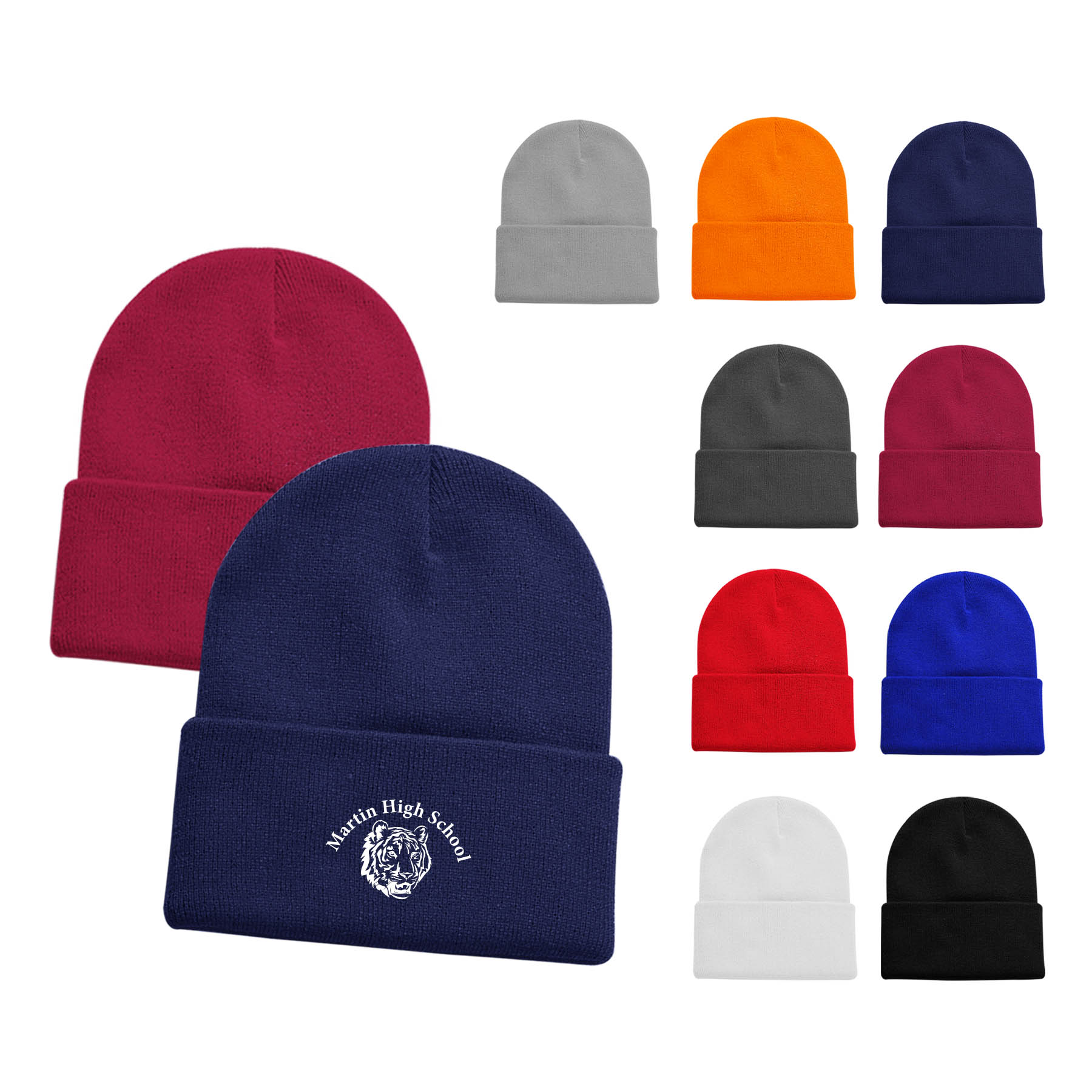 12" High Acrylic Beanie Knit Cap 7