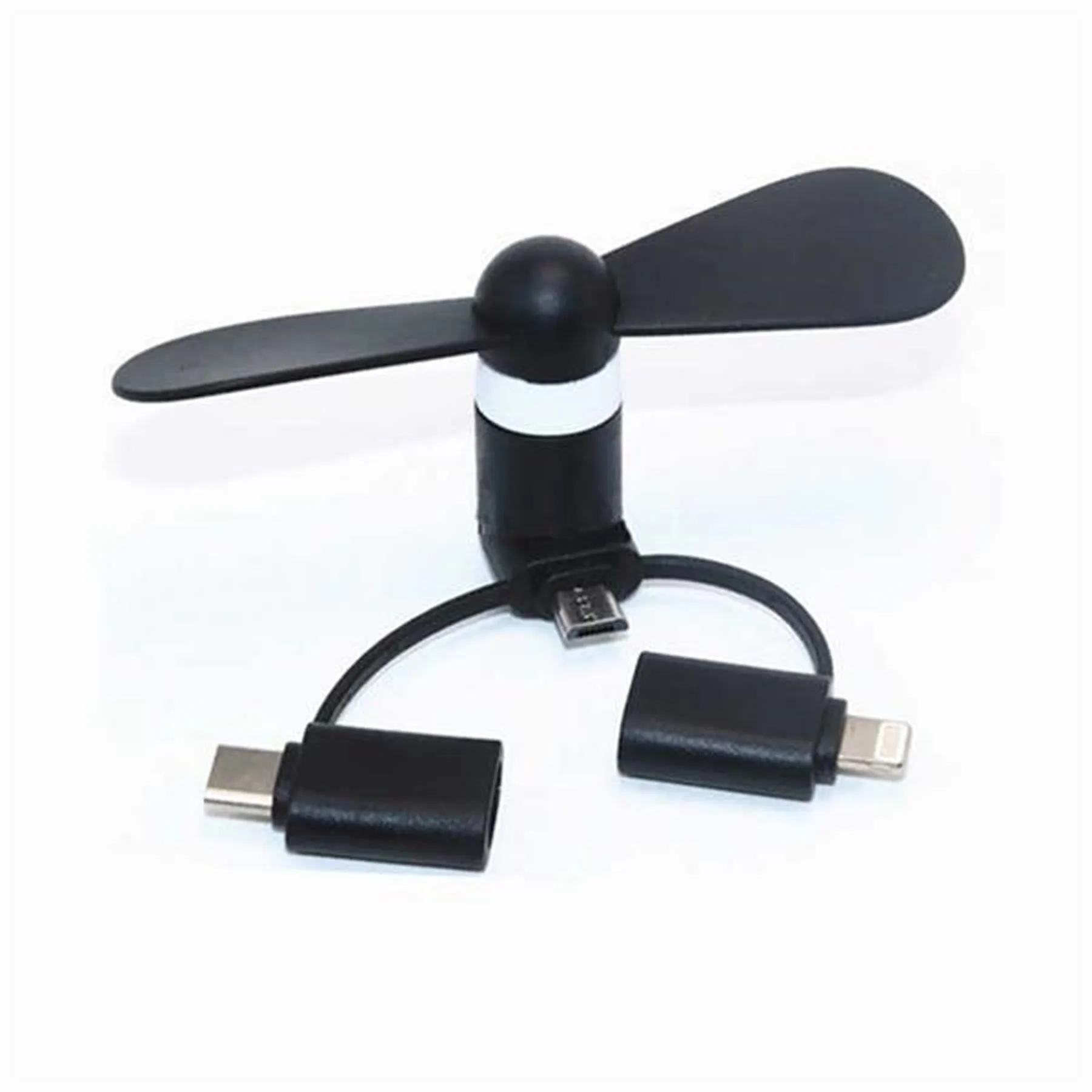 USB Mini Fan w/3-in-1 Connector w/USB Type-C 4
