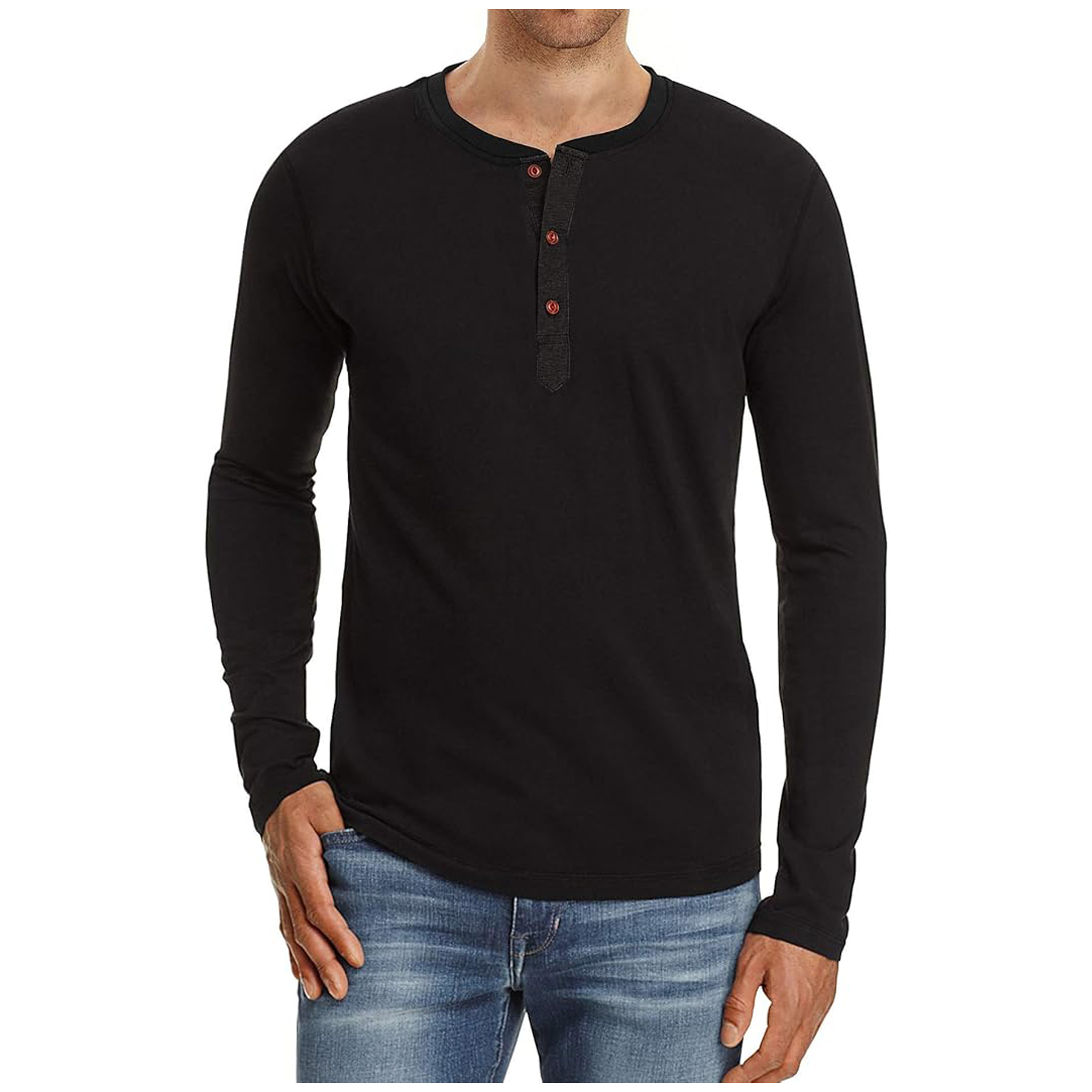 Men's Long Sleeve Henley Cotton T Shirts 20