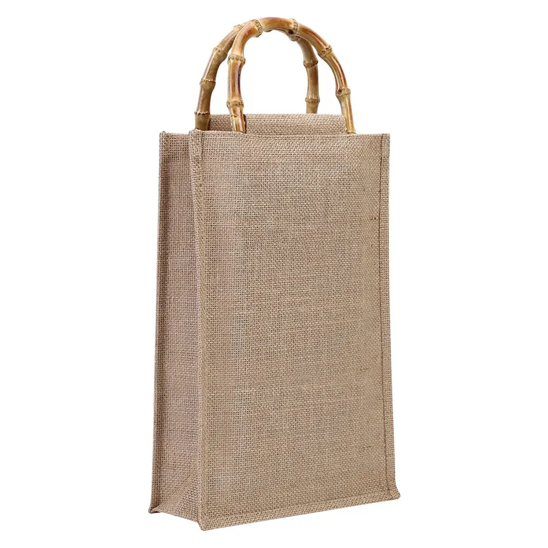Jute Tote Bag With Bamboo Handle 2