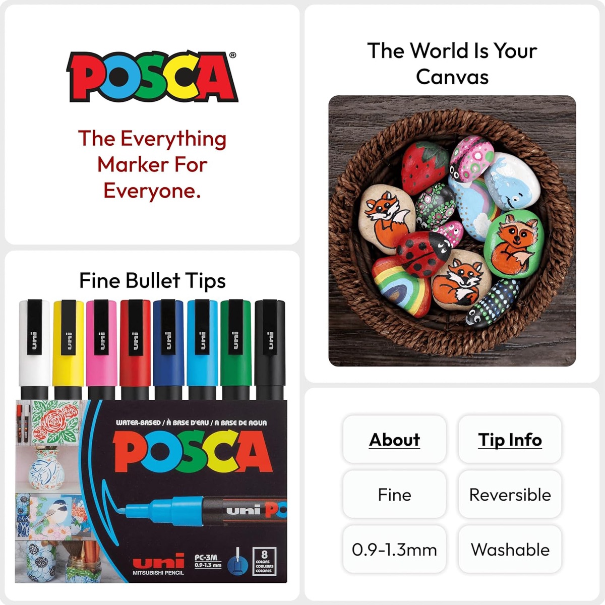 POSCA 8 Piece Basic Marker Set with Bag - Fine 26