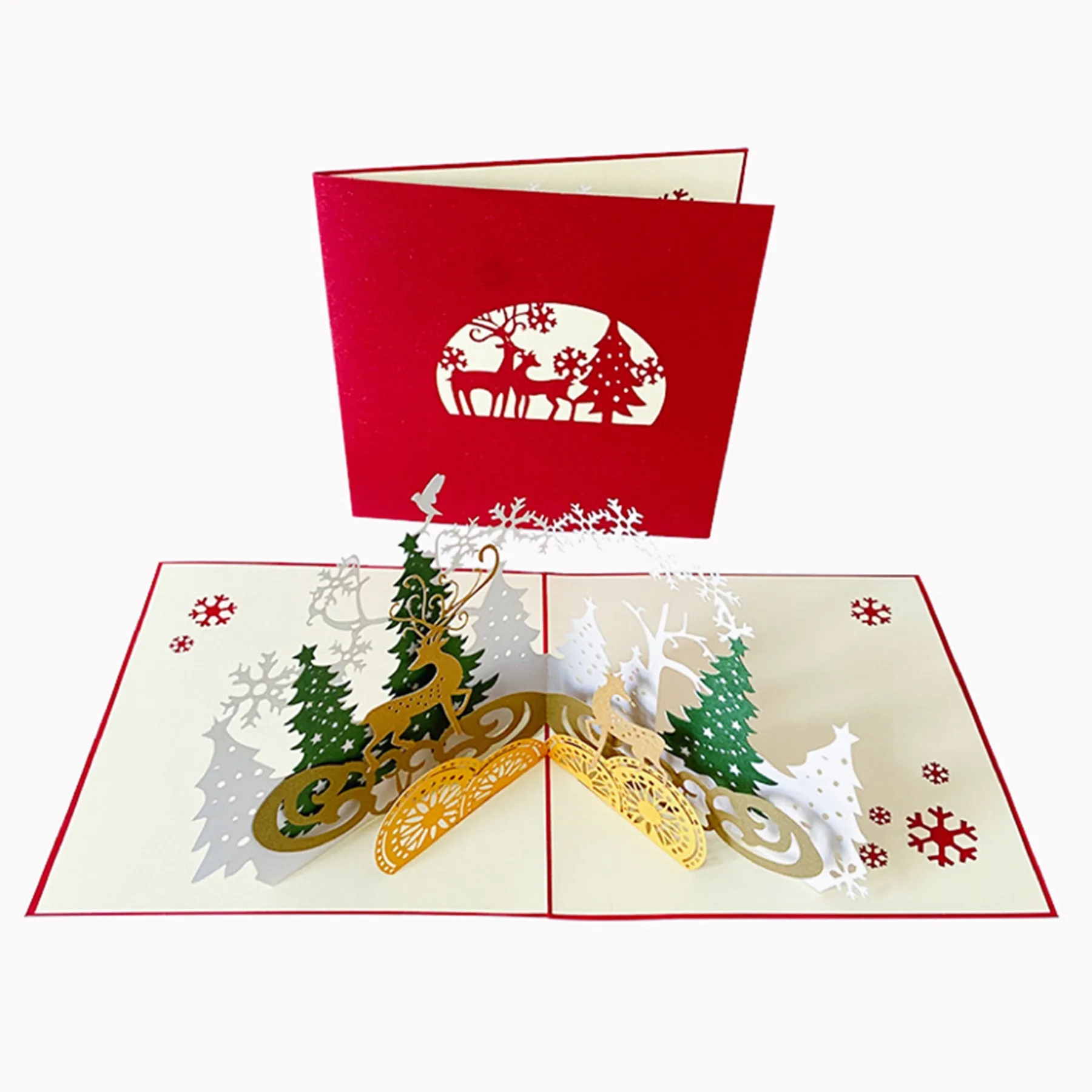 3D Christmas Hollow-out Greeting Card with Envelope 2