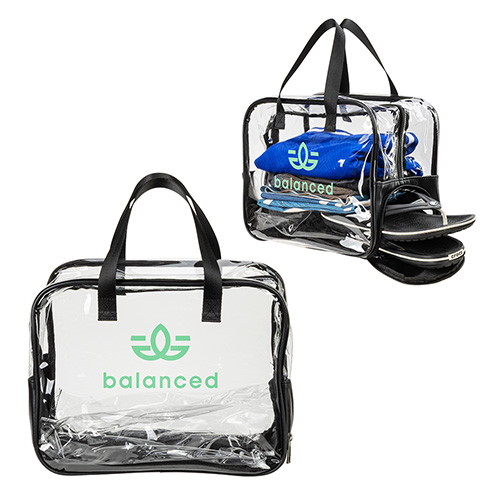 Gem Clear PVC Zippered Bag with Easy-Access Shoe Compartment 8