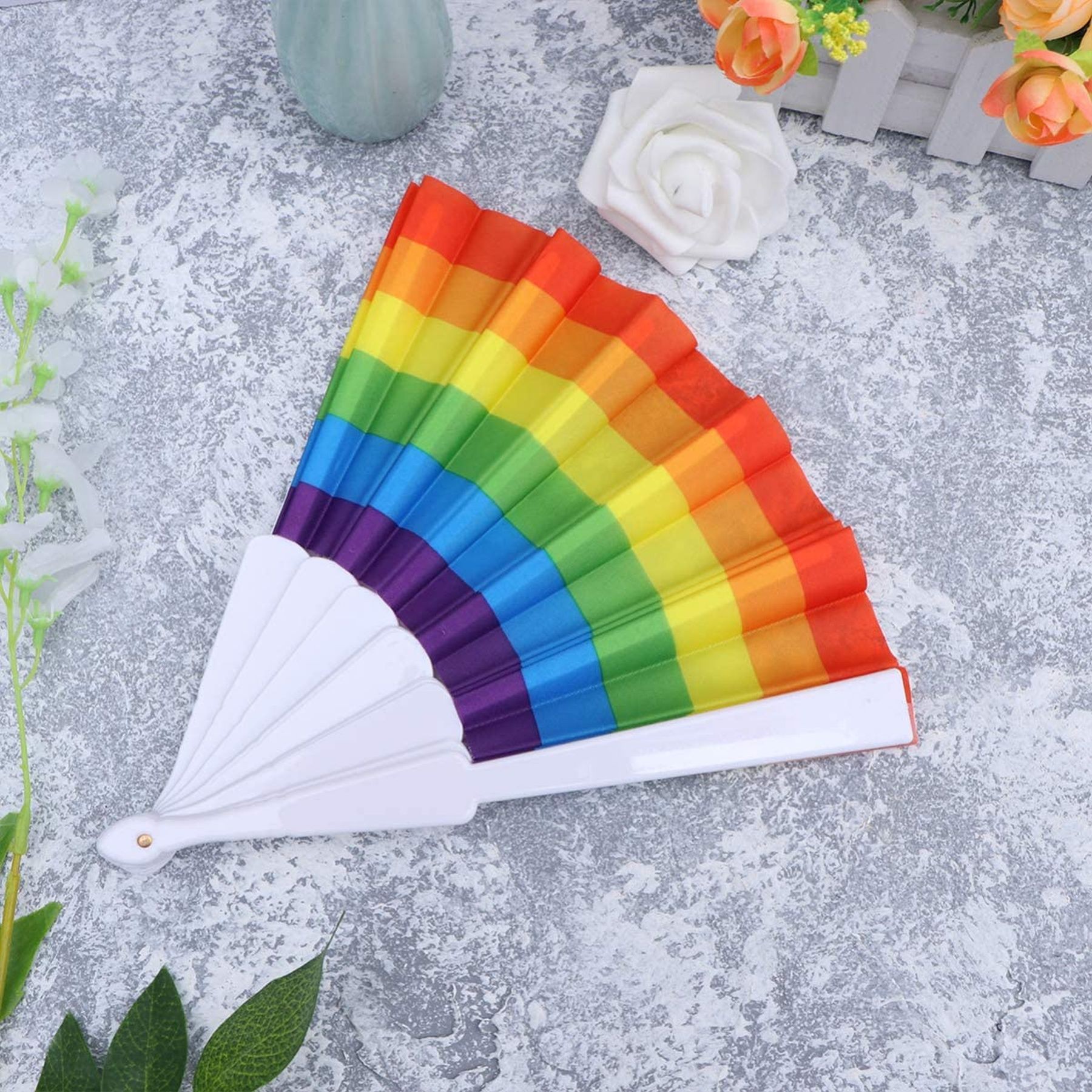 9 Inch Rainbow Pride Folding Hand Fans For Edm Music Club Event 12