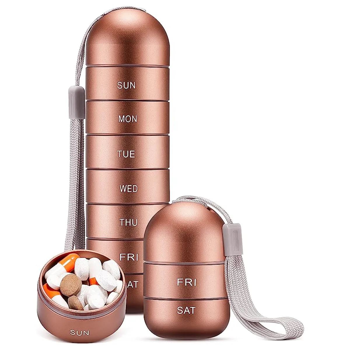Portable Small Travel Waterproof Metal Weekly Pill Organizer 2