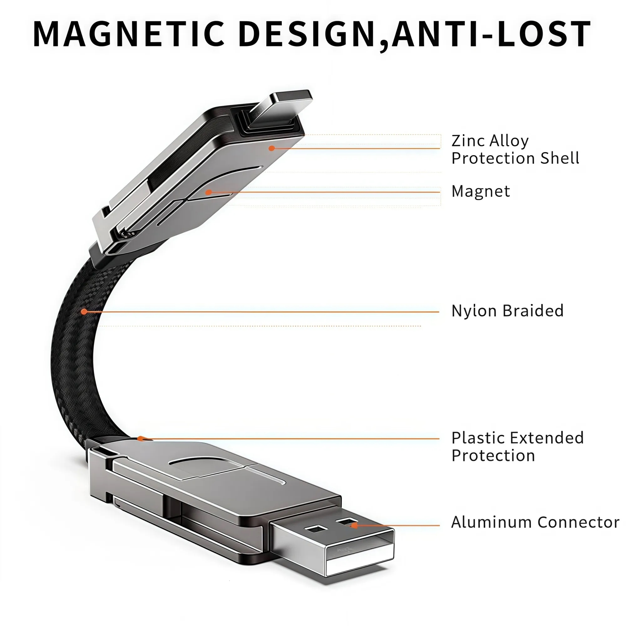 MOQ 60W 6 in 1 Charging Cable for Travel Portable Keyring 7