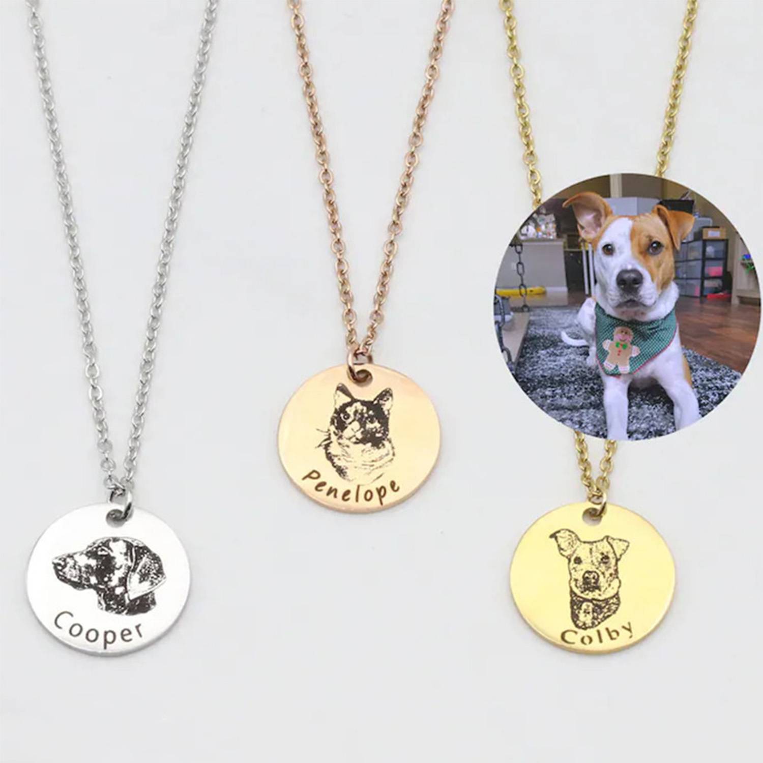 Custom Stainless Steel Pet Portrait Necklace 7