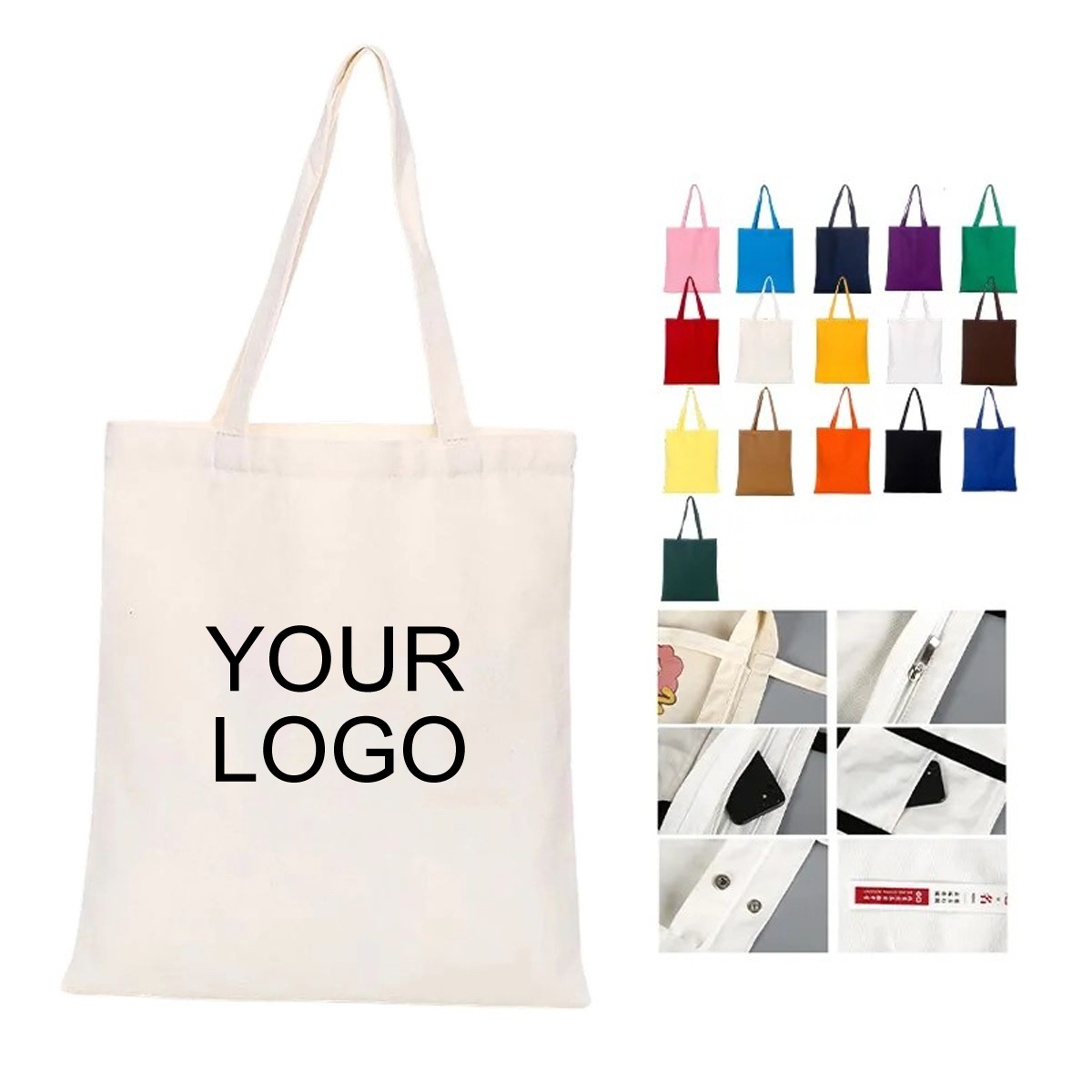 16.54" x 13.78" Polyester Cotton Tote Bag with Reinforced and Cross-Stitched Handles 7