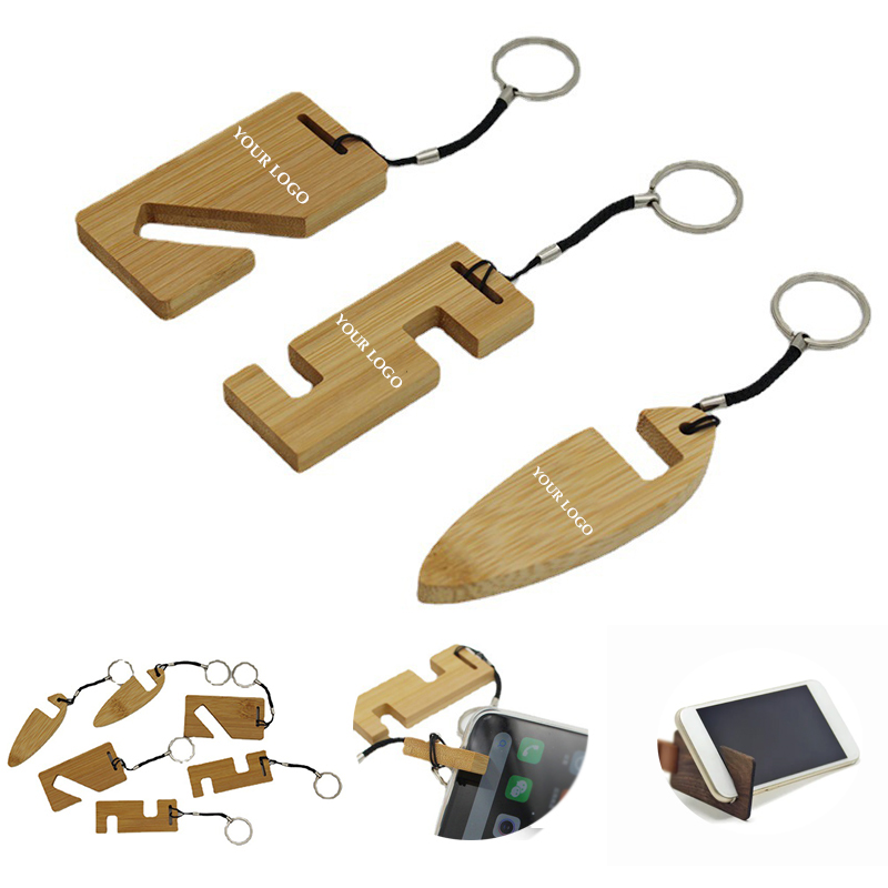 Bamboo Phone Stand Keychain 1