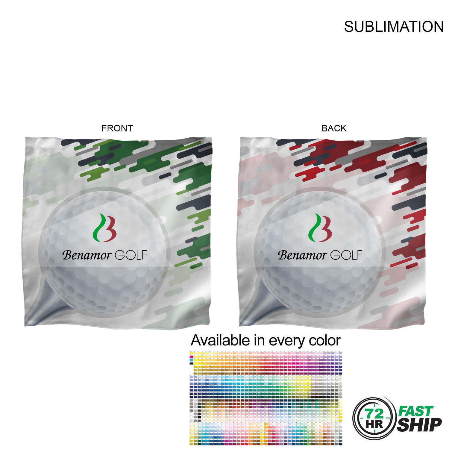 72 Hr Fast Ship - Microfiber Dri-Lite Suede Shammy Cooling 2-Tone Towel, 15x15, Sublimated 2 sides. 5