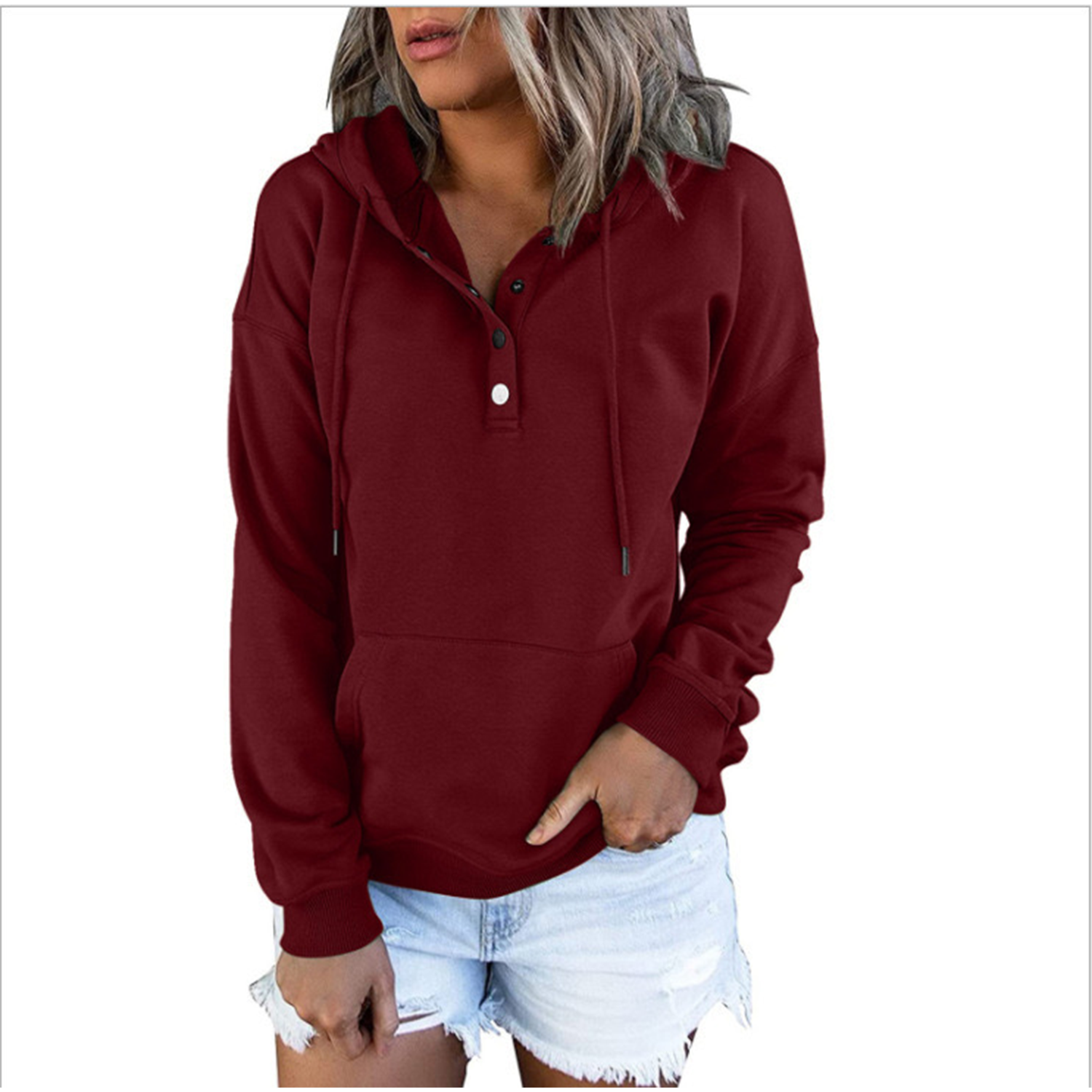 Women's Casual Hoodies Long Sleeve Solid Lightweight Pullove 1