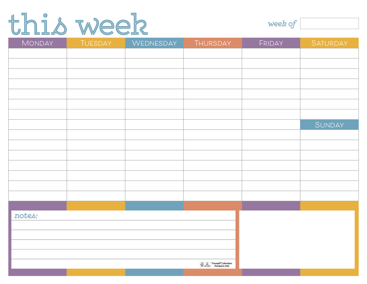 Triumph® Calendars Small Weekly Desk Pad - Colors