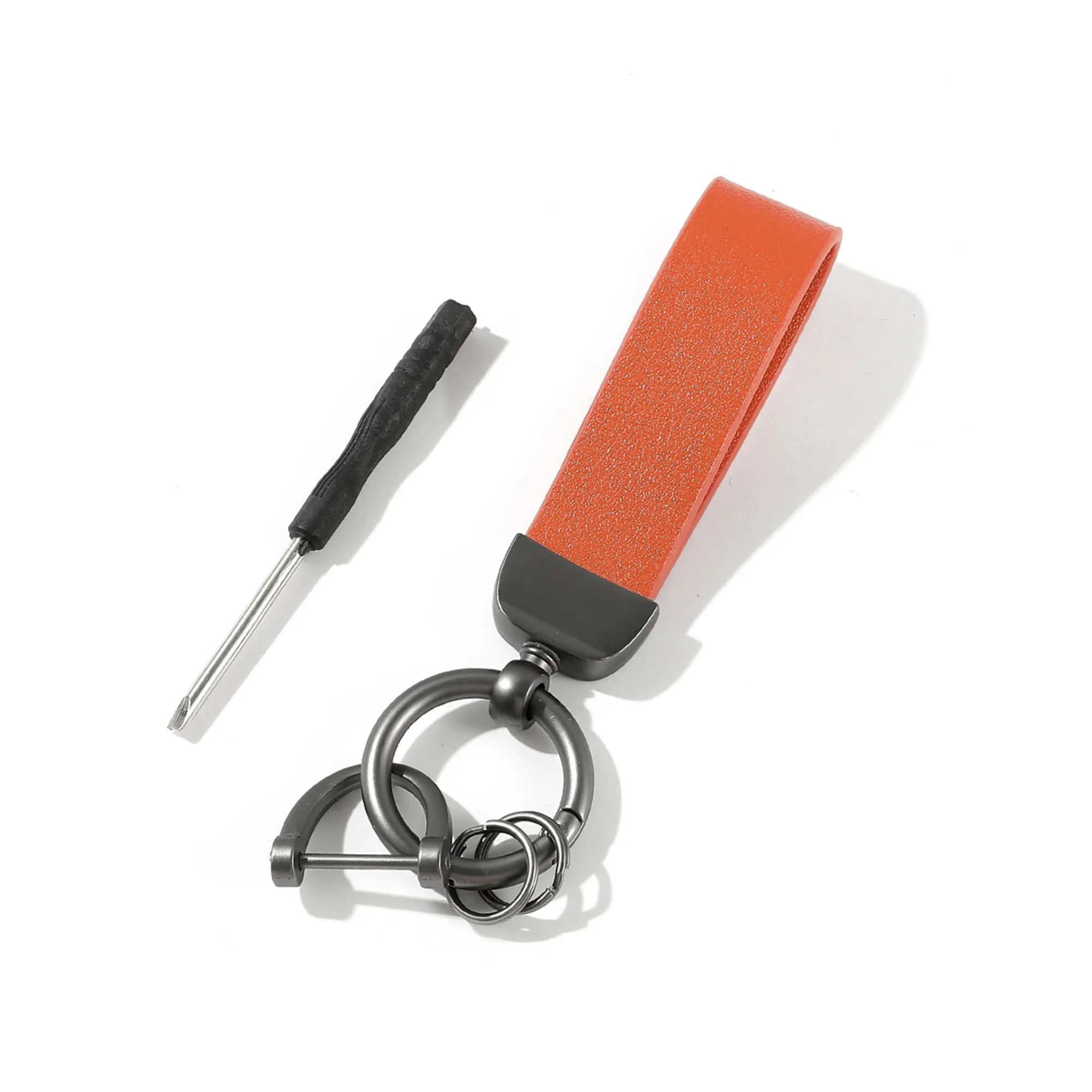 MOQ50 PU Leather Zinc Alloy Keychain With Screwdriver 7