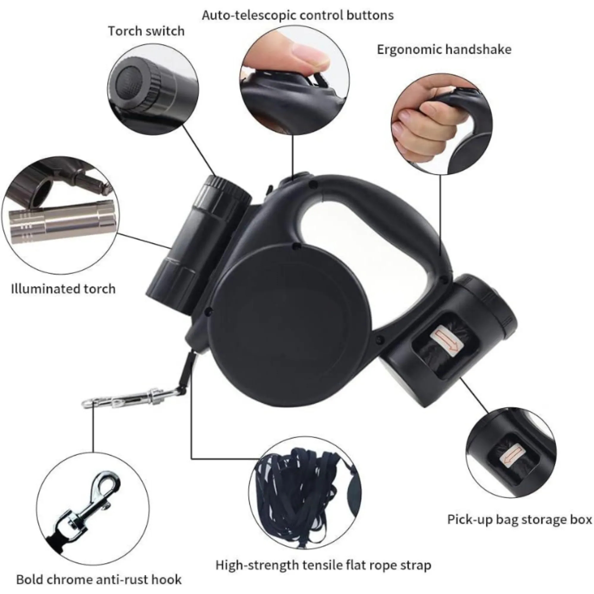 Pet Retractable Rope with Flashlight Free Shipping 2