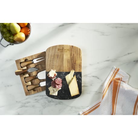 Black Marble Cheese Board Set with Knives 43