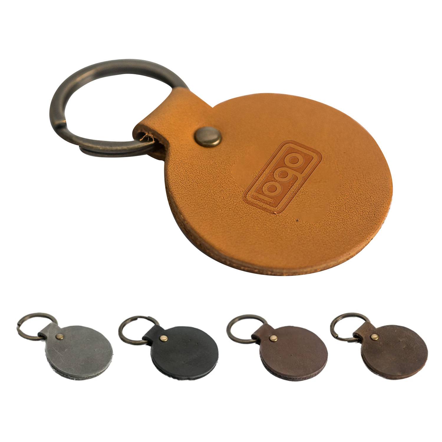 customized genuine/pu leather round key chain 9