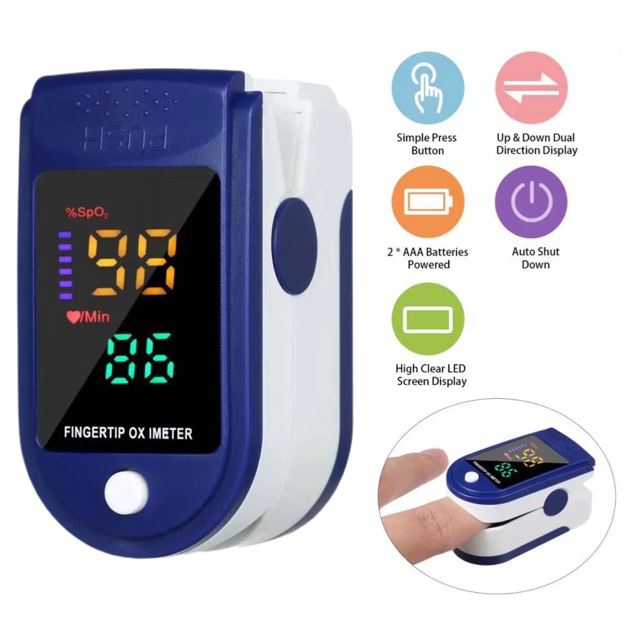 Fingertip Pulse Oximeter Blood Oxygen Saturation Monitor