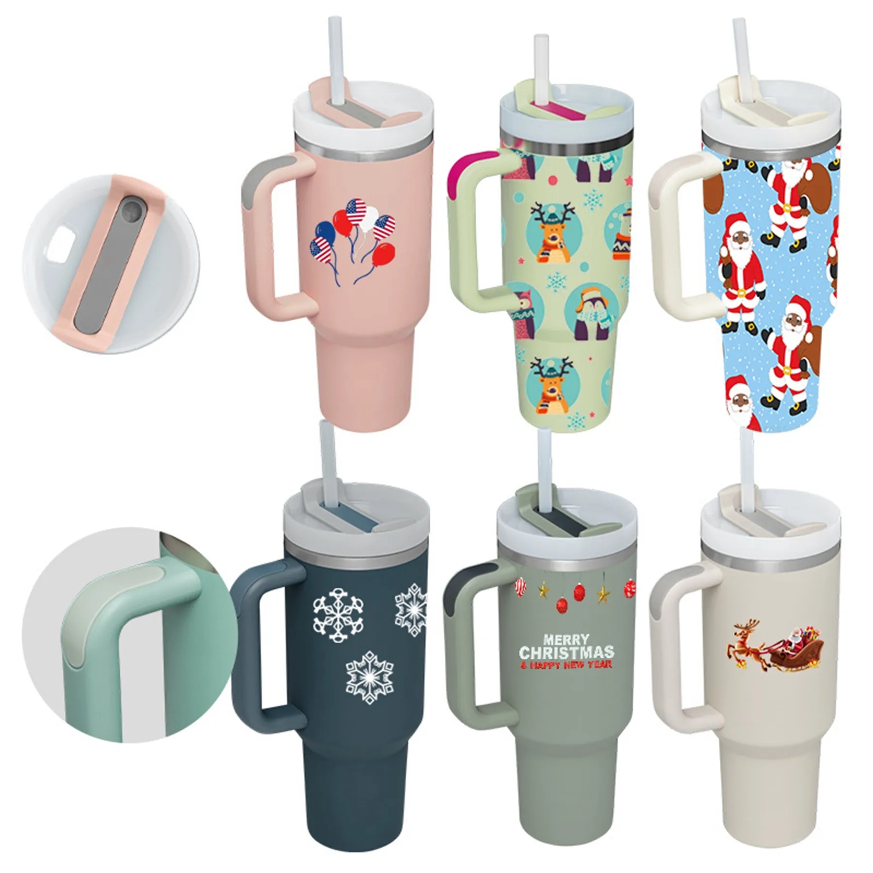 40 Oz Full Color Printed Vacuum Tumbler with Handle & Straw 2