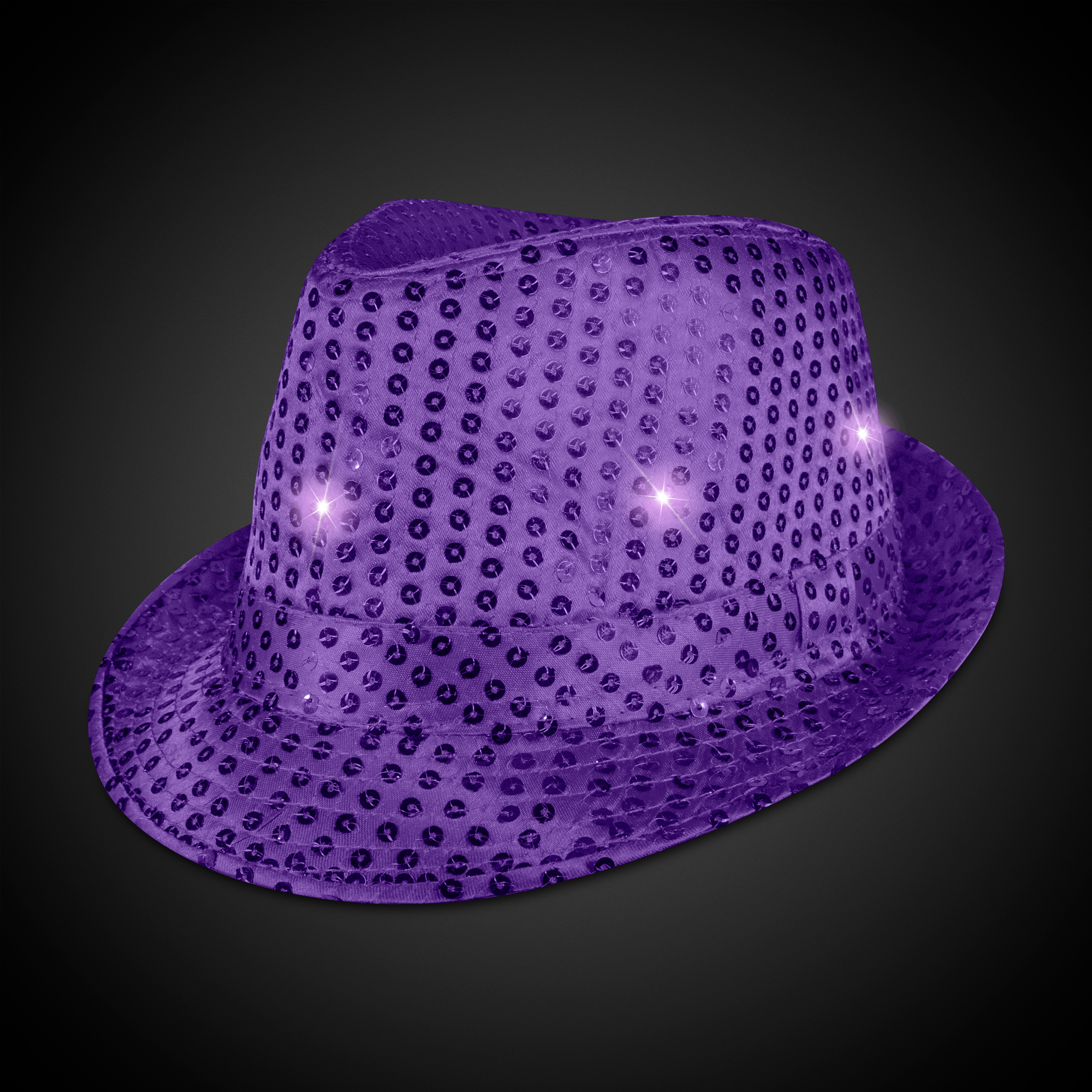 Purple Sequin LED Fedora(w/black imprintable band) 2