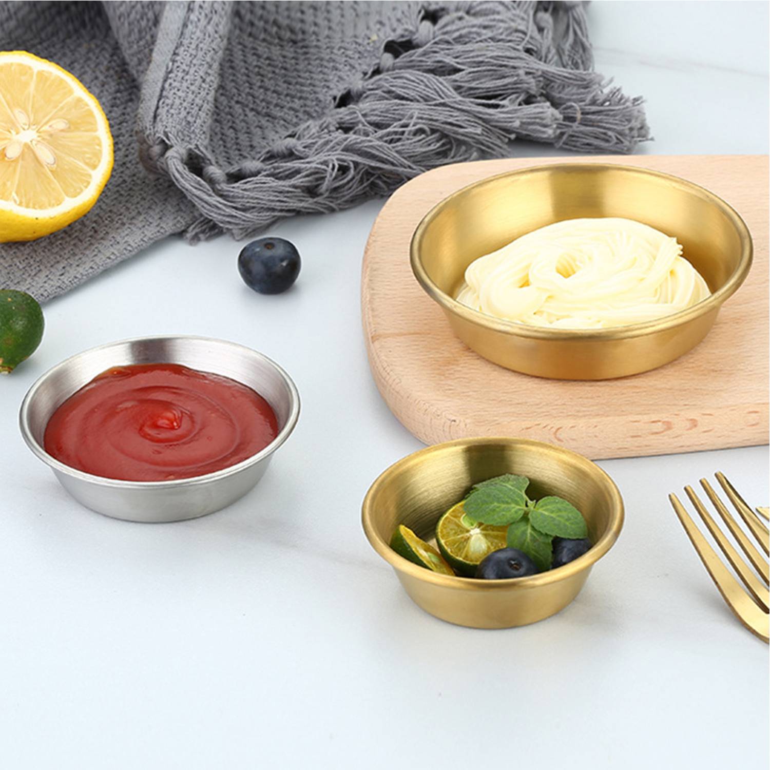 Stainless Steel Dipping Sauce Dish for Hot Pot & Western Din 6