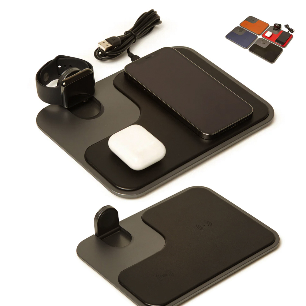 3 In 1 Wireless ChargingLeather Tray 5