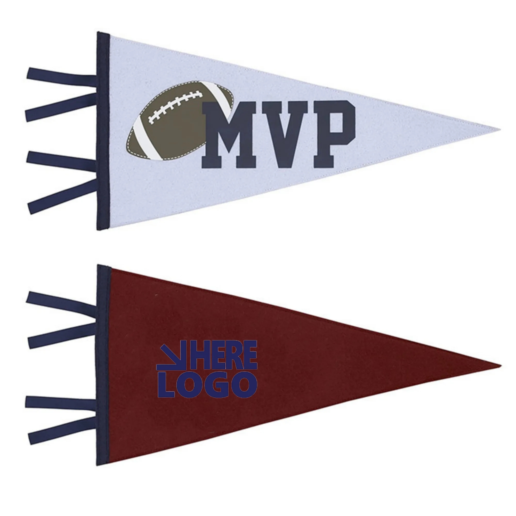 Double Side Full Color Triangle Felt Pennat Flags 4