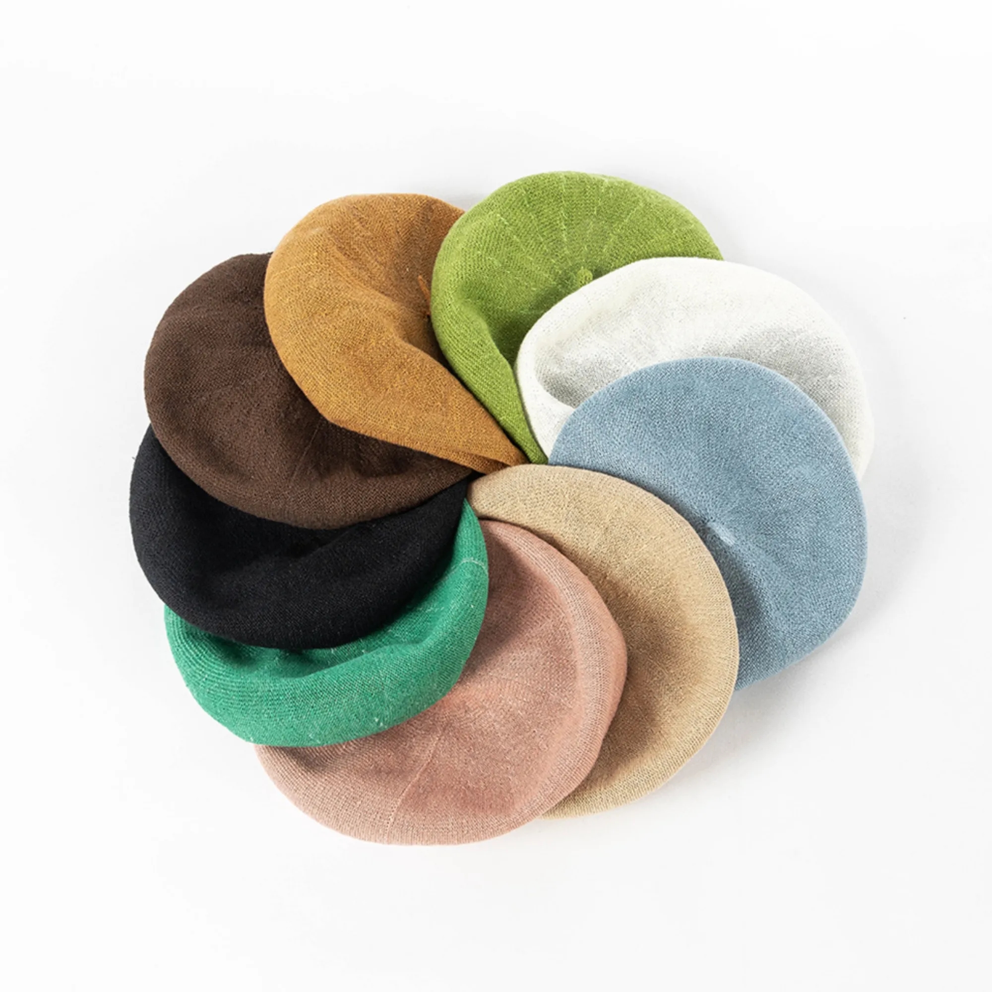 Linen Bright Solid Beret Hat 3