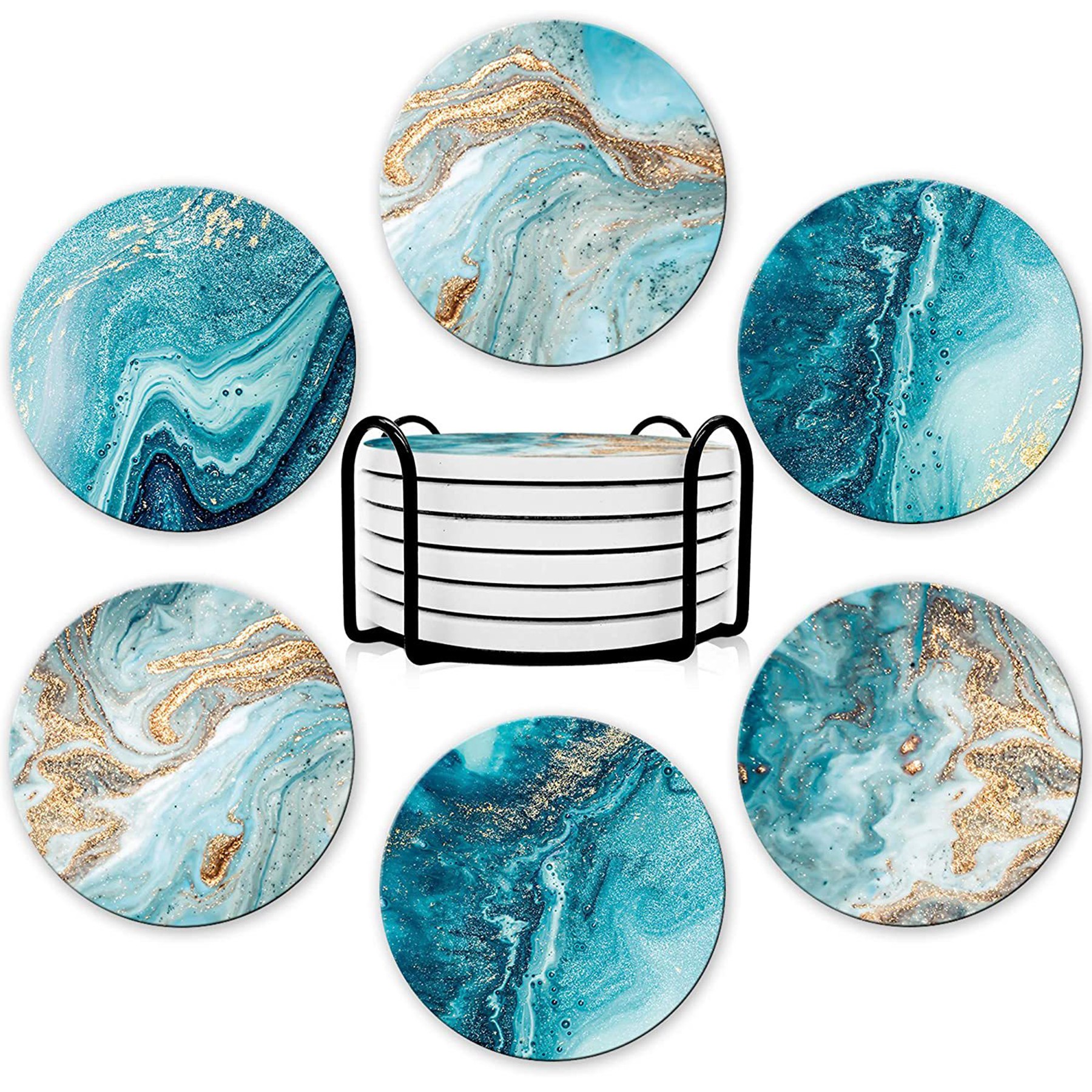 Round Absorbent Stone Coaster Set Of 6 2