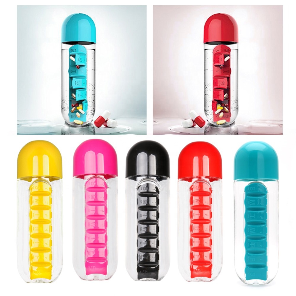Portable Pill 7 Organizer Box Water Bottle 2