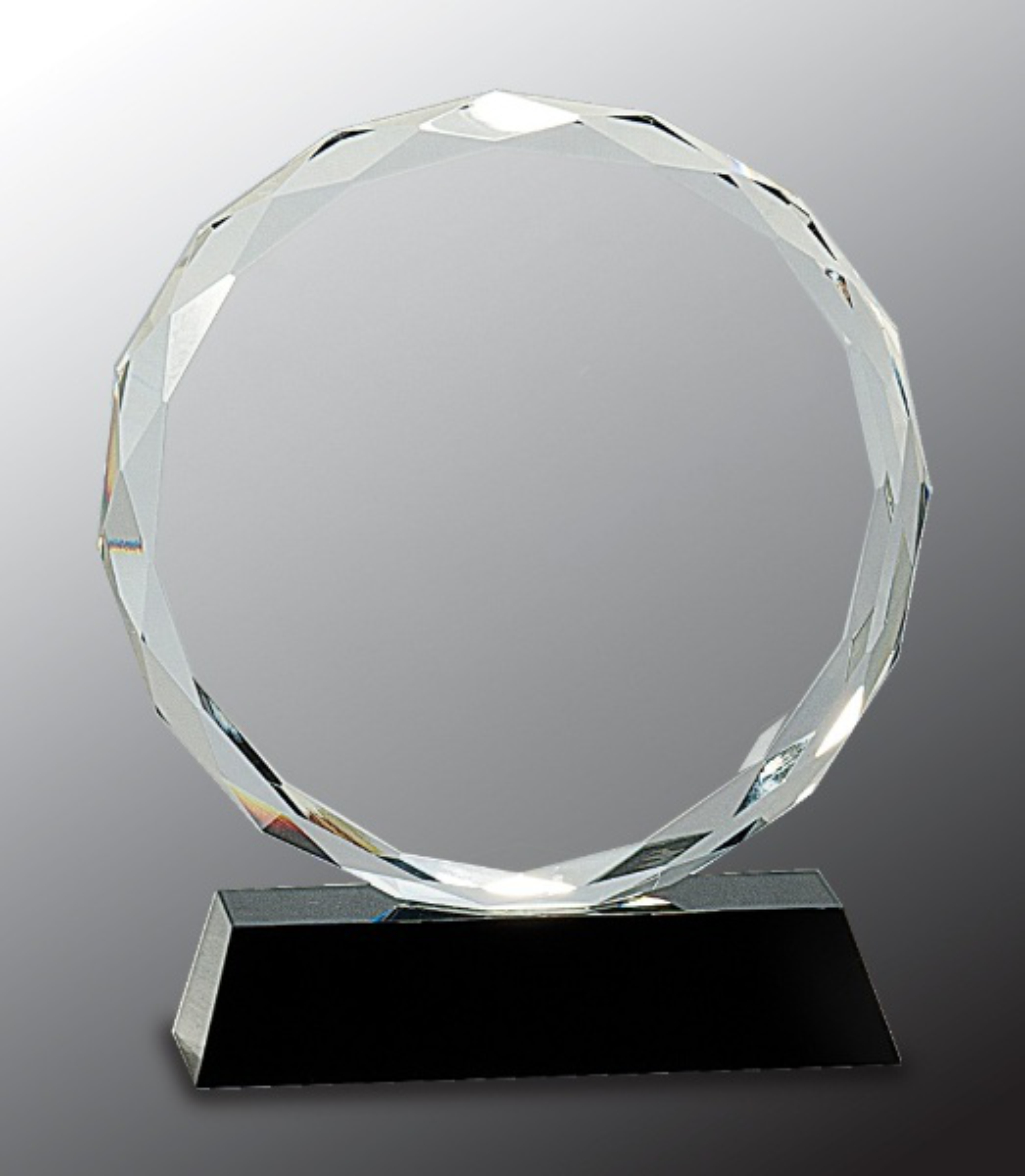 7" Round Facet Crystal on Black Pedestal Base Award 3