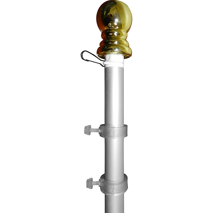 5' Silver Aluminum Spinner Pole - Ball Top 2