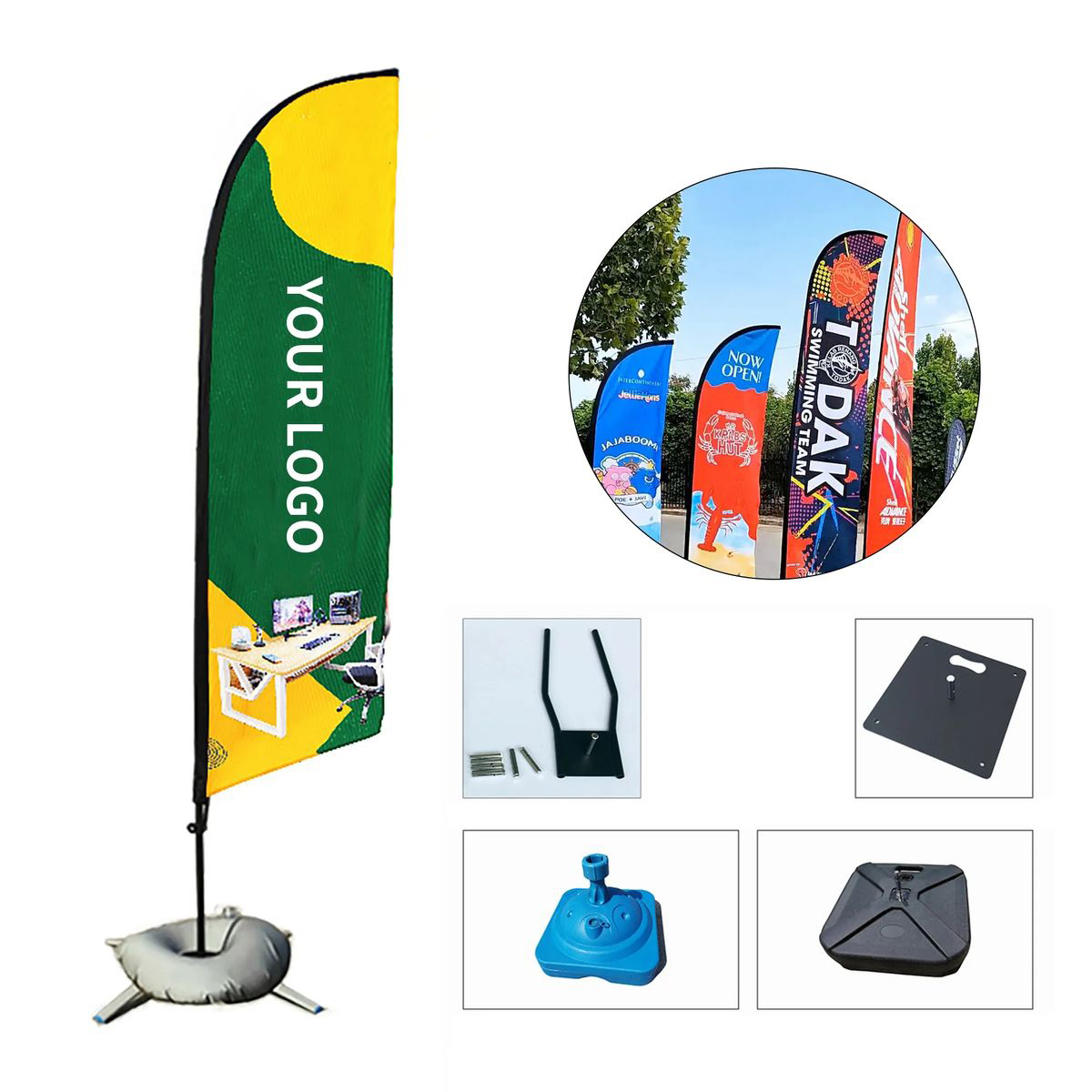 Outdoor 79 Inch Knife Style Flag with Metal Pole Base 2