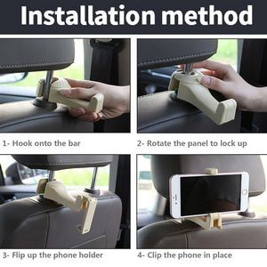 Car Headrest Bag Hanger And Phone Holder With Self Lock Switch 23