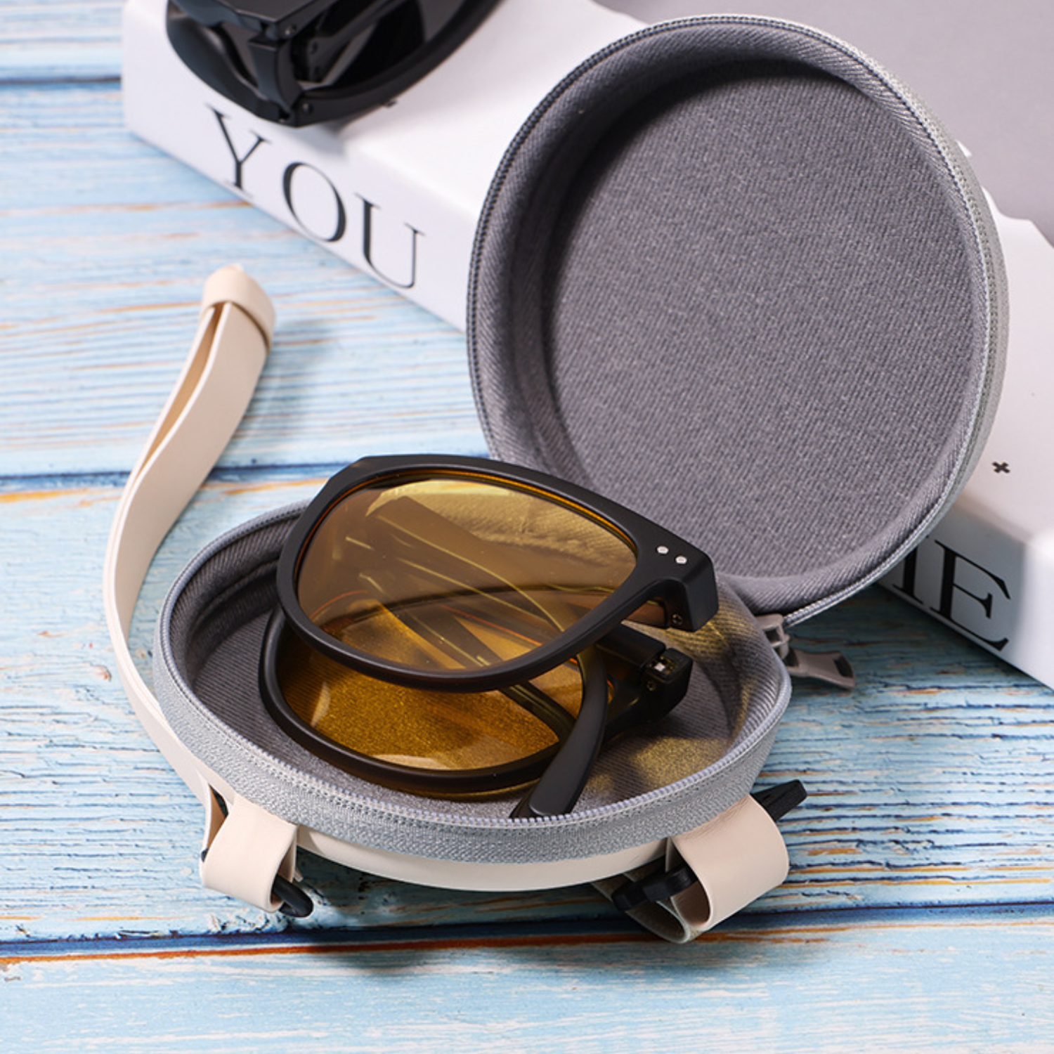 Folding sunglasses bag Portable Round glasses case 6