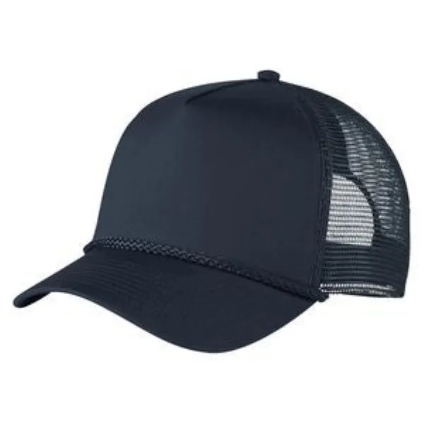 Structured 5 Panel Curved Bill Trucker Cap with Rope 7