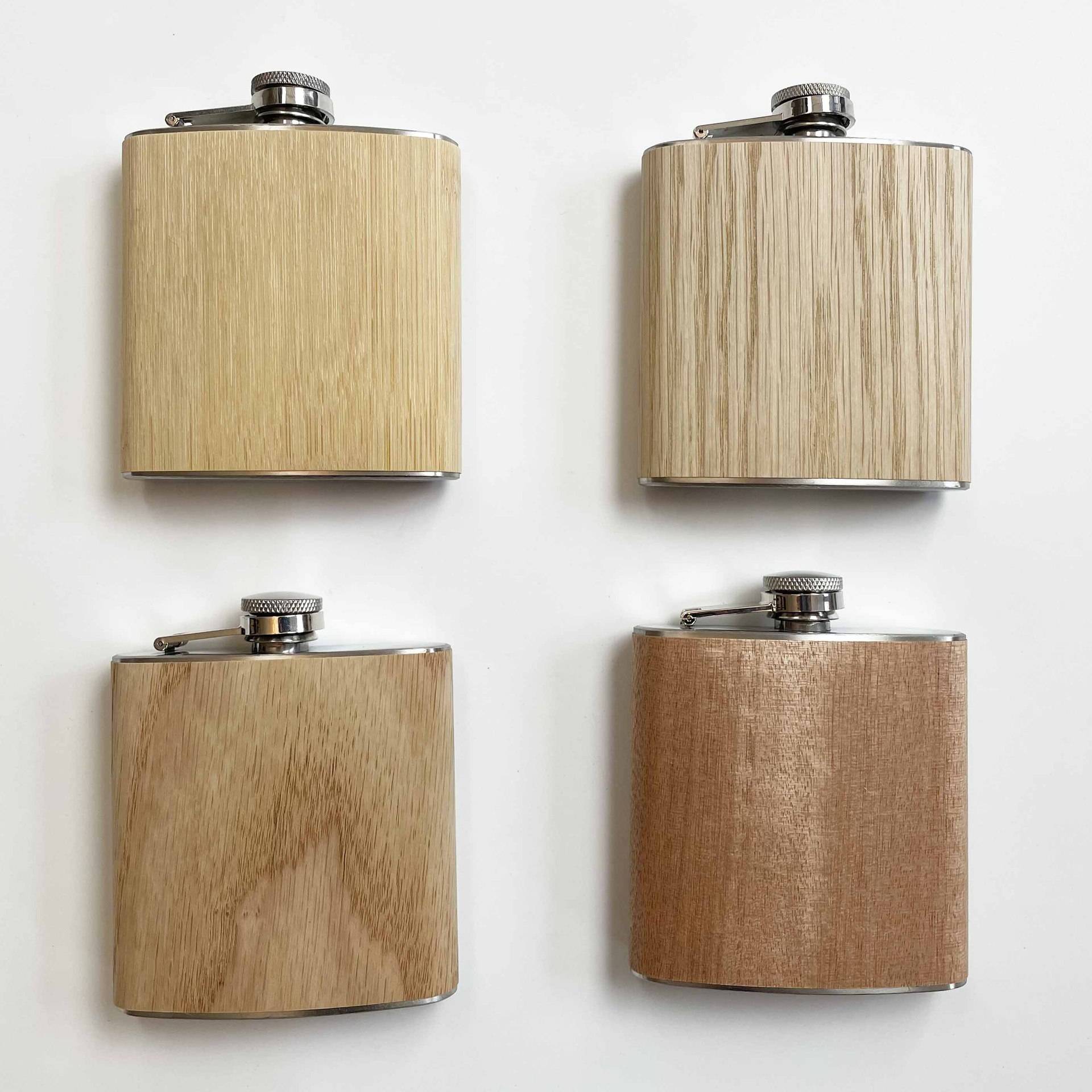 Wood Grain Stainless Steel Hip Flask 5