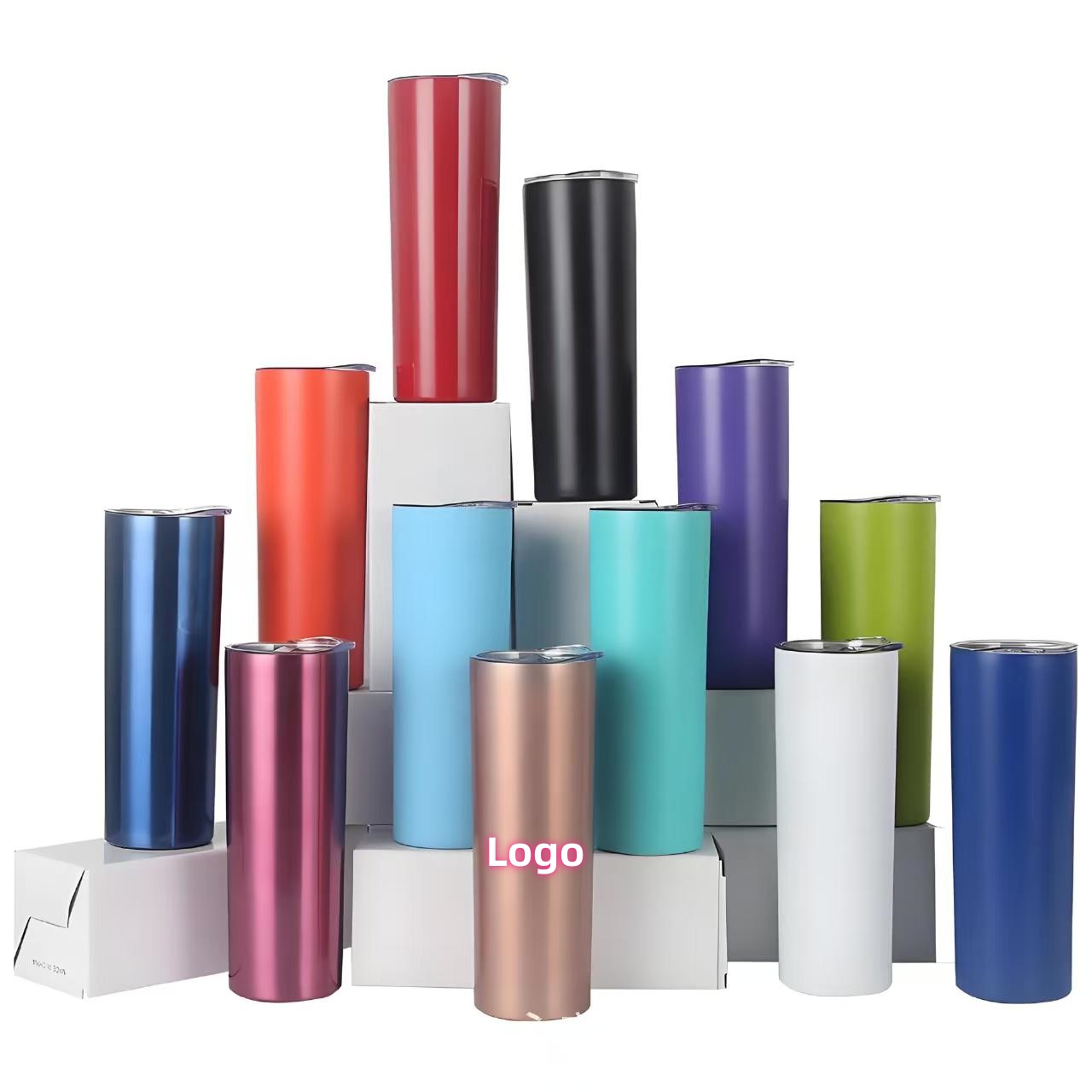 20oz Bulk Straight Stainless Steel Double Wall Vacuum Insulated Skinny Tumbler & Cups Fro Travel 5
