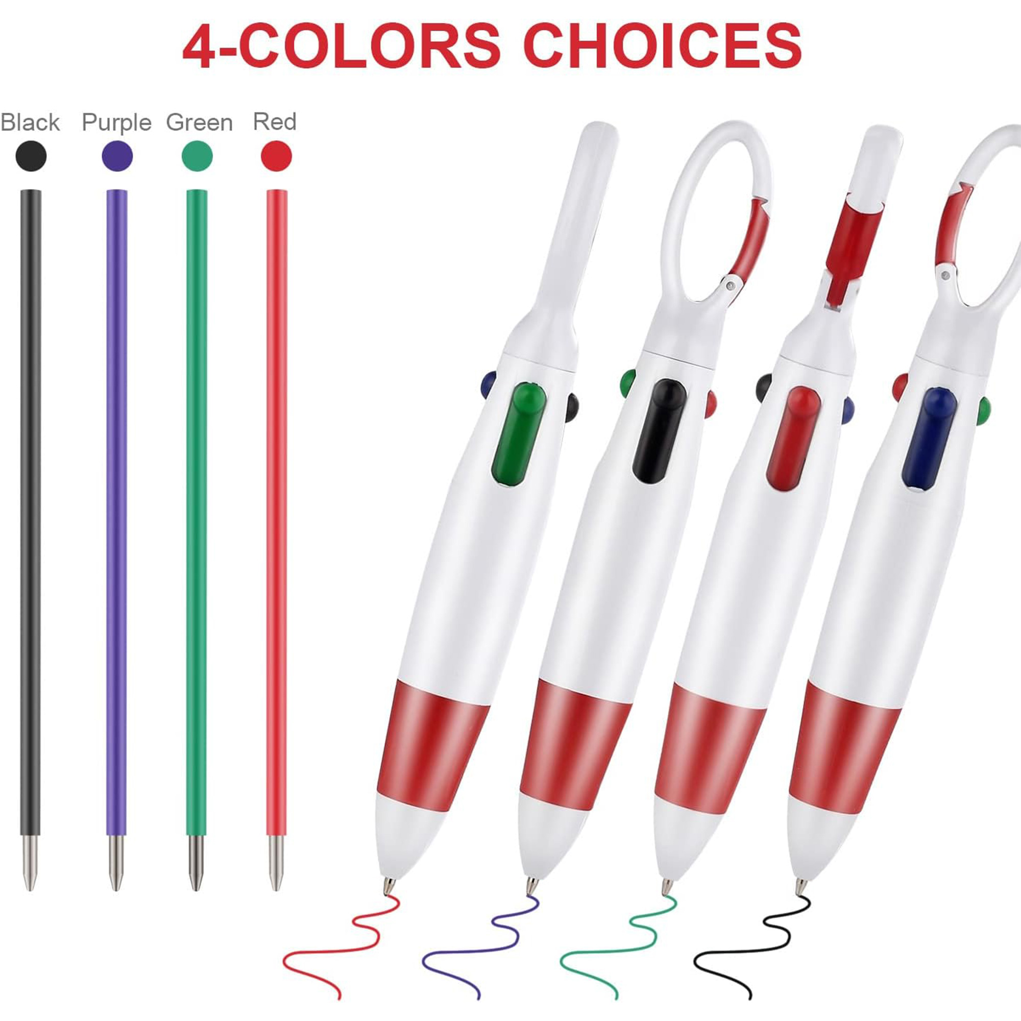 4 in 1 Plastic Retractable Carabiner Quatro Pen 3
