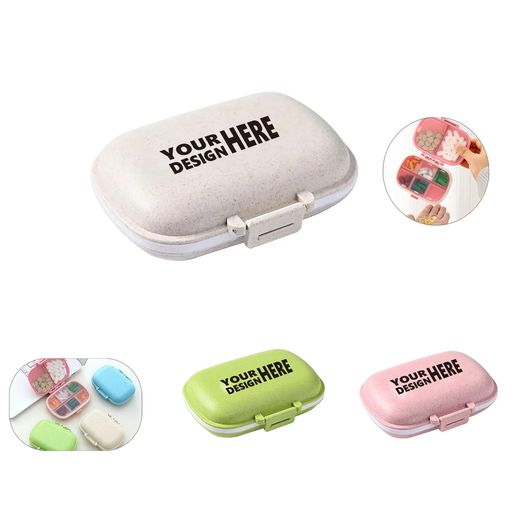 4.4"x3.4"x1.2" 8 Compartments Storage Pill Box
