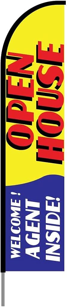 Open House Sign Flag Kit 15' Feet Feather Flag Sign feather banners Outdoor Banner (Yellow) 2