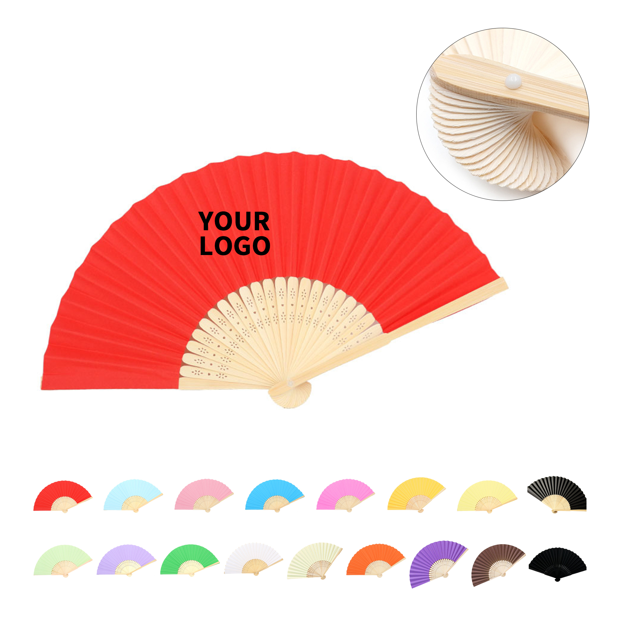 Bamboo Frame Paper Folding Fan Full Color Center Print 2