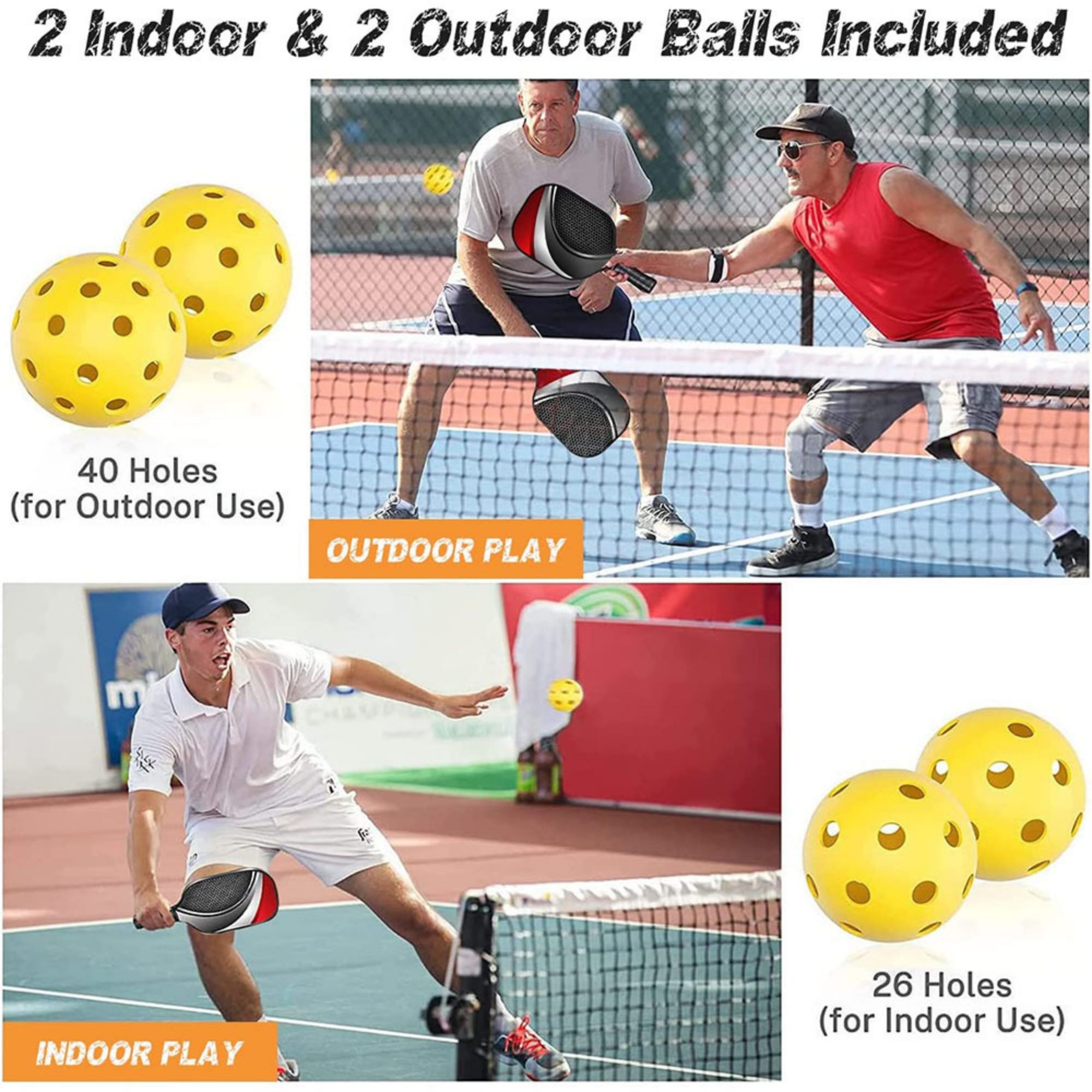 2 Pickleball Paddles and 4 Balls Set with Carry Bag 1